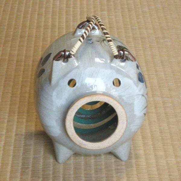 ぶたの蚊取り線香入れ（蚊遣り器）桔梗柄 : 器屋一信ヤフー店 - 通販