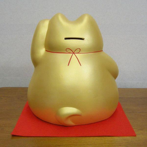 ジャンボ貯金箱 まる福招き猫（金） : 器屋一信ヤフー店 - 通販