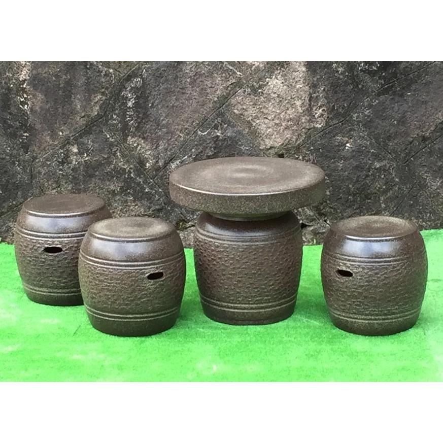 ガーデンテーブルセット（信楽焼陶器製４点）窯肌松皮１６号 - 通販