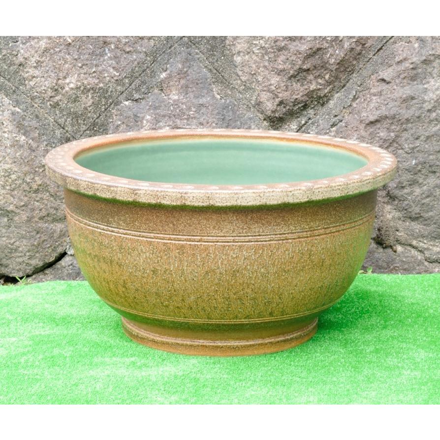 睡蓮鉢・窯肌トチリワン型（水鉢・水蓮鉢）信楽焼１６号