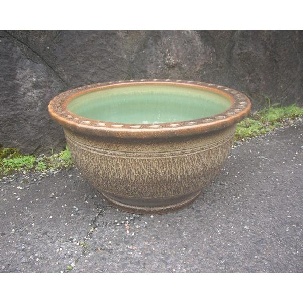 睡蓮鉢・窯肌トチリワン型（水鉢・水蓮鉢）信楽焼16号 : 器屋一信