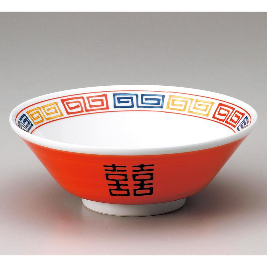 業務用ラーメンどんぶり赤巻(朱巻き)雷紋切立7.0丼・21.5cm 業務用ラーメンどんぶり赤巻(朱巻き)雷紋切立7.0丼・21.5cm