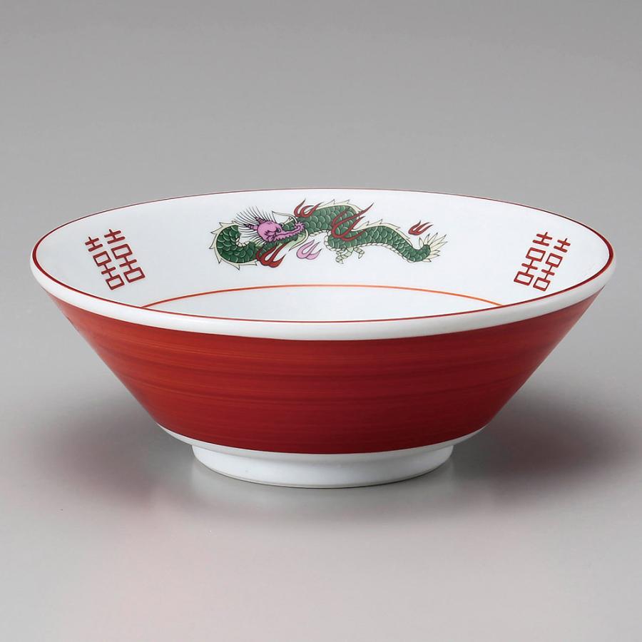 業務用ラーメンどんぶり 赤巻切立20cm丼三つ龍・19.5cm : 器屋一信