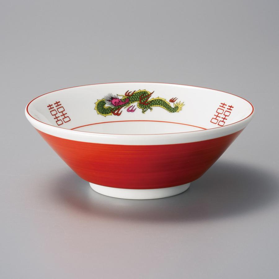 業務用ラーメンどんぶり 赤巻切立20cm丼三つ龍・19.5cm : 器屋一信