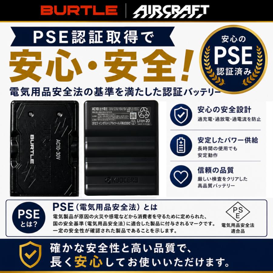 【BURTLE】FAN UNIT & Li-ion BATTERYセット BURTLE（バートル） 2026 30V リチウムイオンバッテリー ファン
