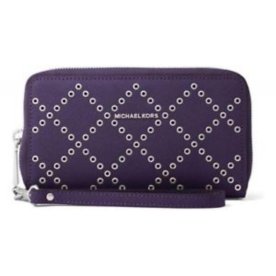 輸入品 Michael Nwt Kors その他財布 Grommet Large Grommet 財布 マイケルコース Wallet Saffiano 財布 Wristlet Phone Case Iris Silver Eb 752 U遊自適