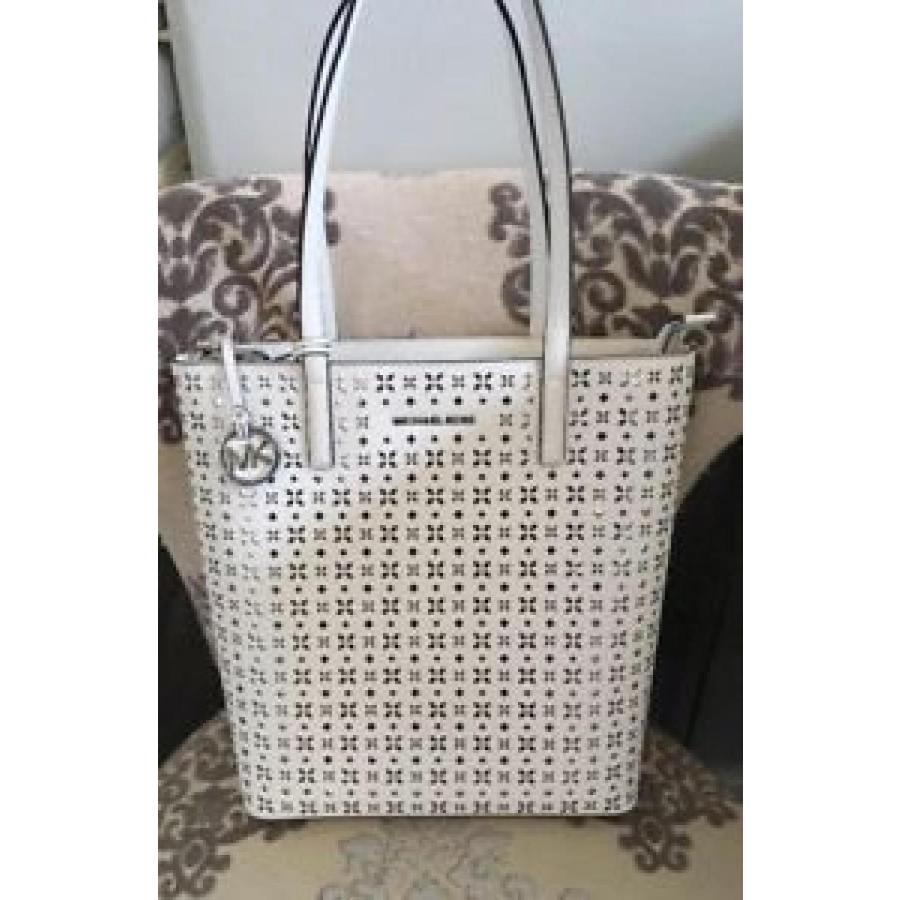 Bag Tote Flower Large Large Nwt Kors Leather Perforated N S Flower マイケルコース 輸入品 Eb 753 U遊自適 バッグ Kors 298 White Optic Michael