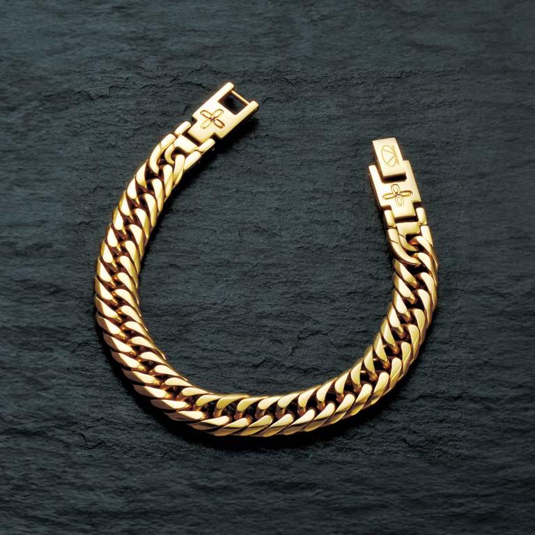 ペレバレンチノ 天然ダイヤ使用純金磁気ブレスレットW喜平