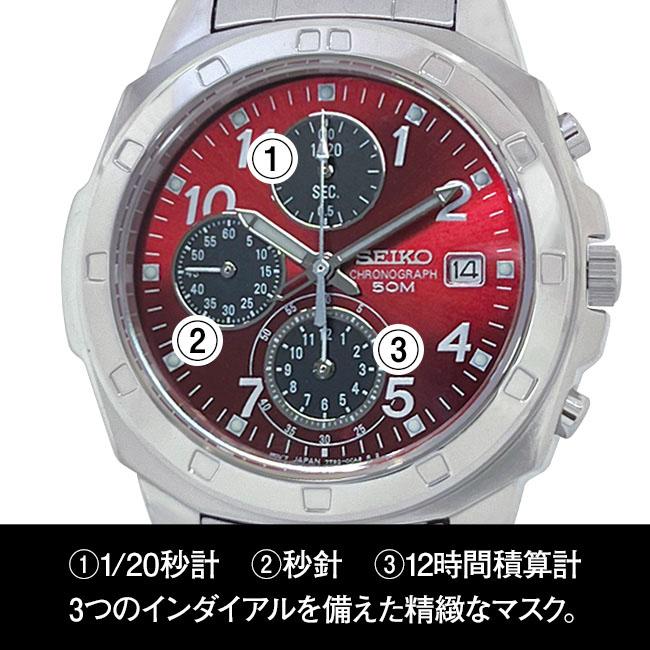 SEIKO セイコー クロノグラフ アラビア数字文字盤 （海外モデル） - 腕時計 ウォッチ ダークブルー レッド イエロー 海外 モデル 逆輸入 縦3つ目 日本直販｜uushop2｜03