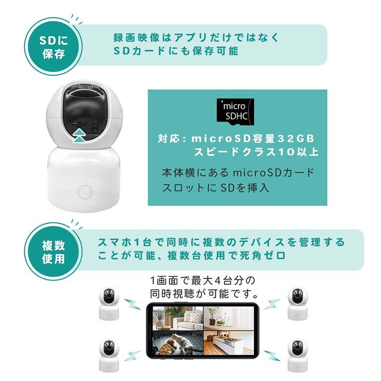 スマホ対応 高画質ワイヤレスホームカメラ スマートホームカメラ life