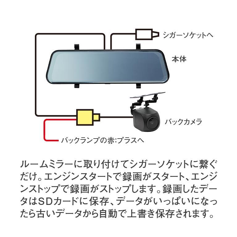 リアカメラ付き 全画面ミラー型ドライブレコーダー 32GBSDカード付き