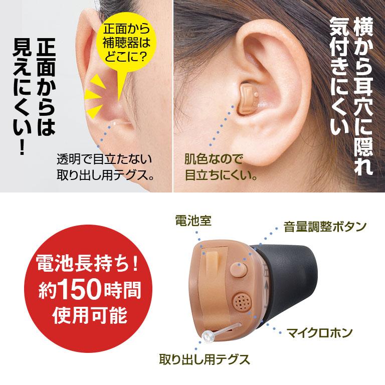 ONKYO オンキヨー 耳穴型 デジタル 補聴器 リモコン付き 片耳