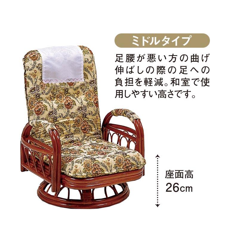 【新品】高級ラタン　360度回転　リクライニング　座椅子　籐　アウトレット チェア 籐 ラタン 回転 リクライニング 座椅子 高座椅子 肘掛け
