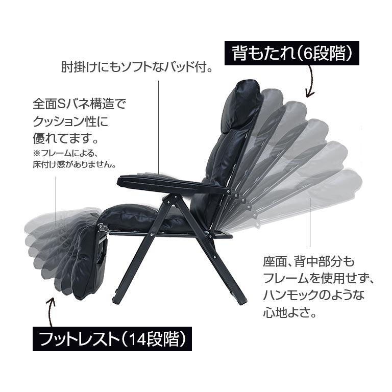 直送】フットレスト付き リクライニングチェア ブラック ワインレッド