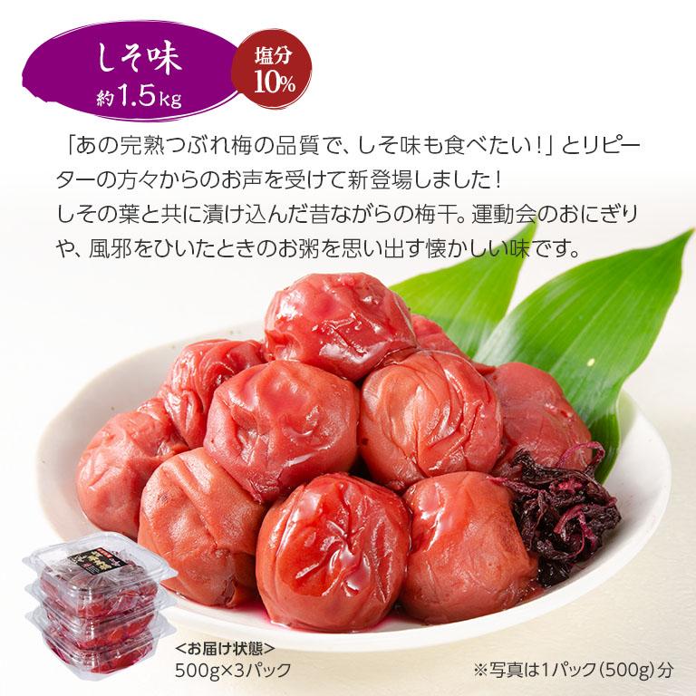 紀州南高梅 完熟つぶれ梅 1.5kgセット - 1パック500g 3パック ワケあり