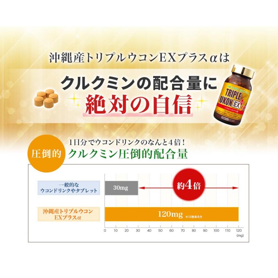 沖縄産 トリプルウコン EX プラスα 4本セット （1本1000粒約2カ月分
