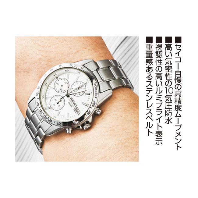 SEIKO セイコー クロノグラフ (海外モデル) (SZER009) - 腕時計 メンズ フォーマル 海外 輸入 日本未発売 コレクター メカニカル 10気圧防水 ホワイト ブラックの画像