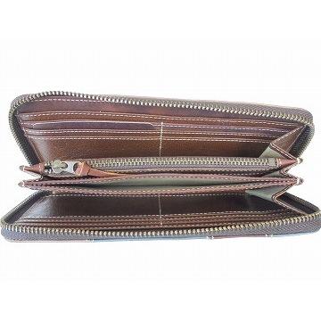 AIN SOPH アインソフ 牛革 ラウンドファスナー長財布 3方ファスナー長  