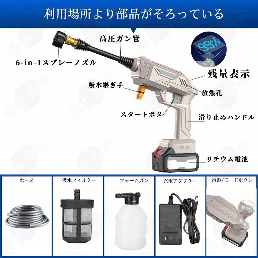 高圧洗浄機 コードレス ブラシレスモーター 充電式 洗車機 8Mpa吐出