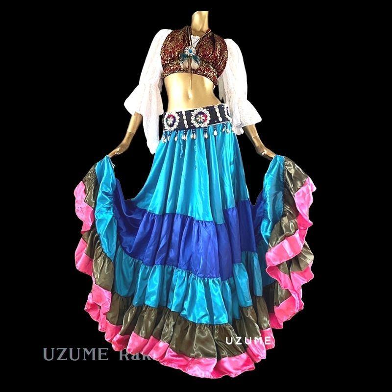 ジプシースカートターコイズ ブルー ターコイズ オリーブ ピンク 無料