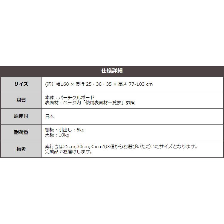 セミオーダーカウンター下収納ぴったりくん キャビネット 幅160cm×奥行25cm - 7