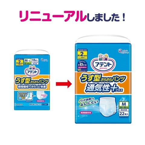 大王製紙 アテント うす型さらさらパンツ 通気性プラス M男女共用