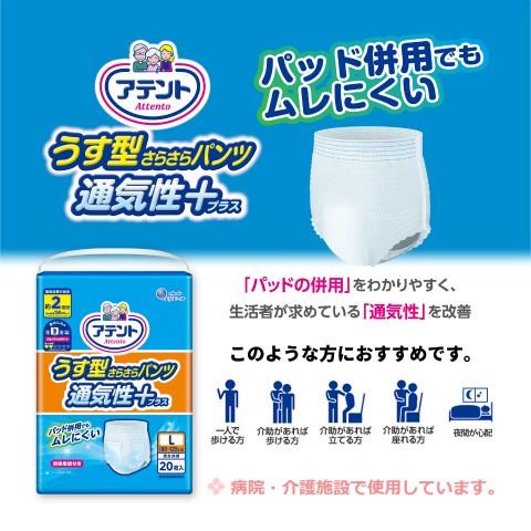 大王製紙 アテント うす型さらさらパンツ 通気性プラス L男女共用