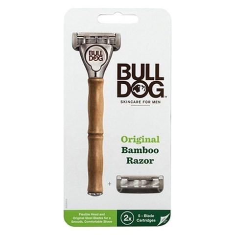 西洋剃刀 ドイツ製 Bulldog Razor カミソリ アンティーク雑貨 ○ブルドッグ（Bulldog） オリジナル バンブーホルダー 替刃2