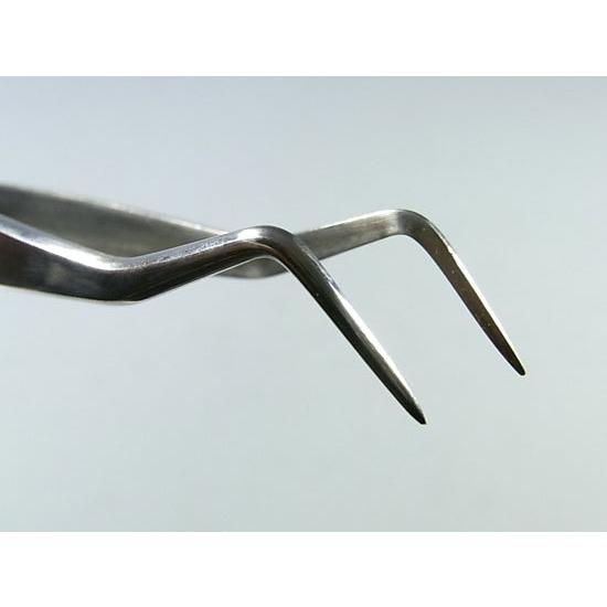 盆栽道具 ステンレス 歯科医用ピンセット 曲 全長160mm No.662A 送料