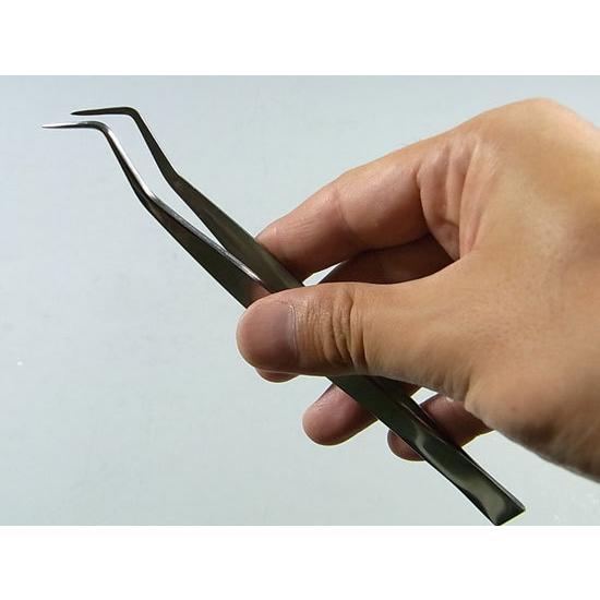 盆栽道具 ステンレス 歯科医用ピンセット 曲 全長160mm No.662A 送料