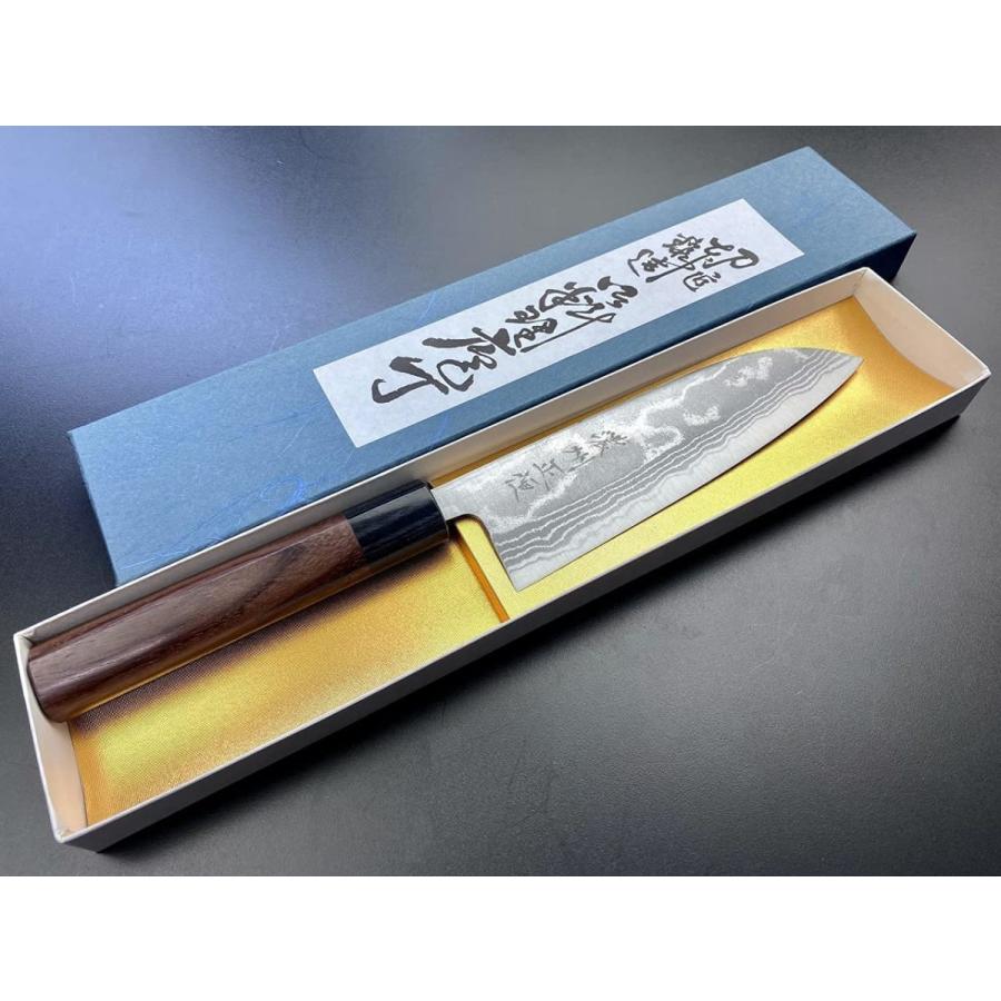 濃州正恒作 V.ROAD 銀龍 三徳包丁 積層青二鋼 紫檀柄 165mm 岐阜県 関