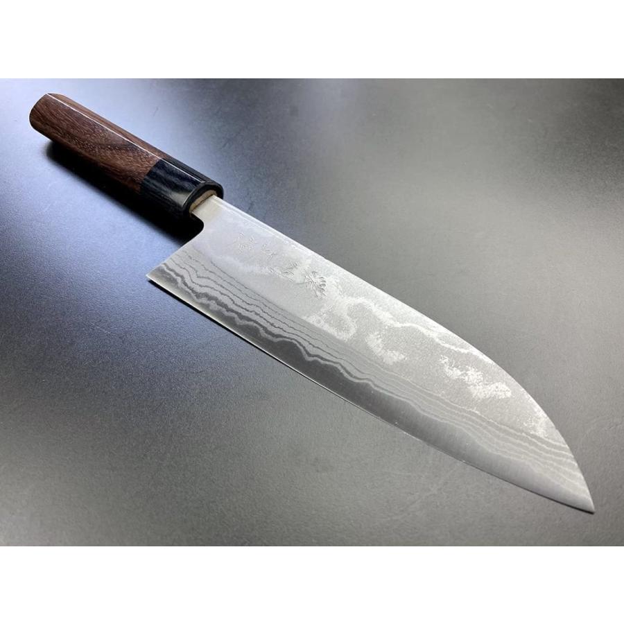 濃州正恒作 V.ROAD 銀龍 三徳包丁 積層青二鋼 紫檀柄 165mm 岐阜県 関