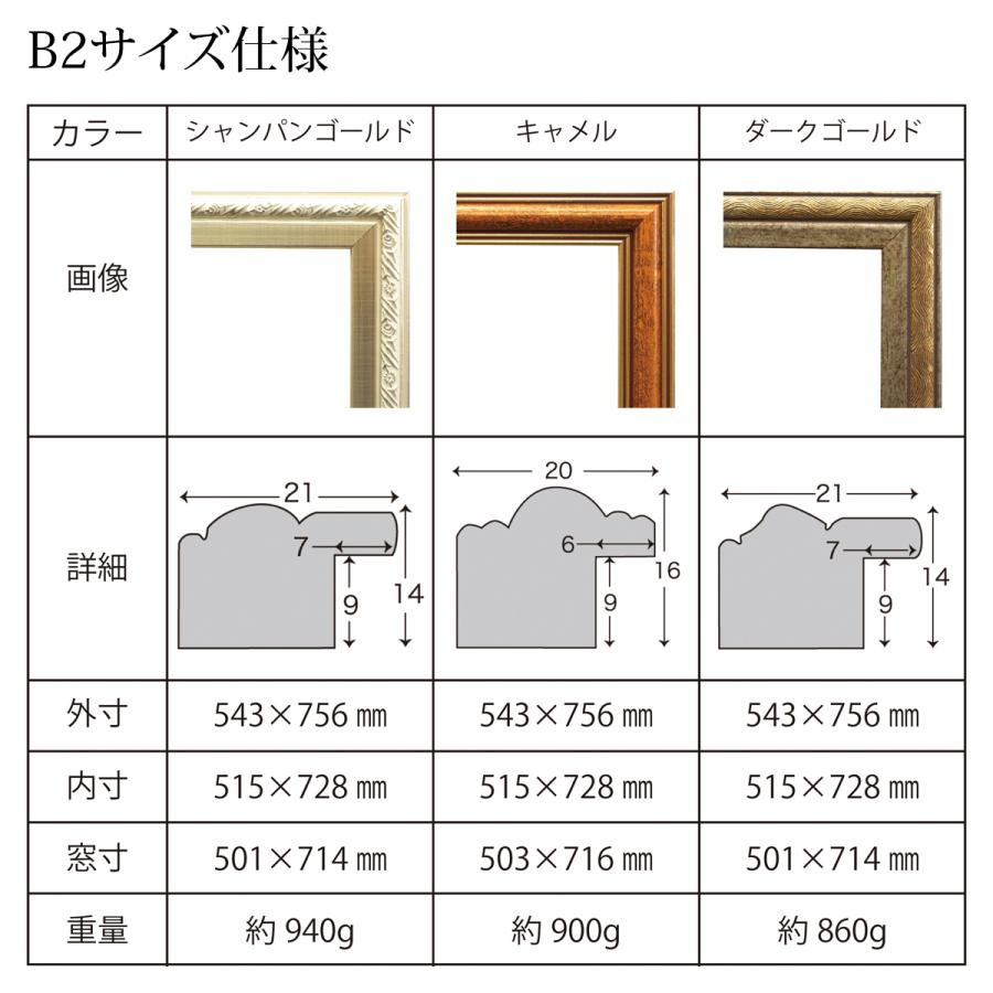 送料無料 アンティーク調 ポスター額 B2 シャンパンゴールド/キャメル/ダークゴールド 同梱不可｜v-vanjoh｜06