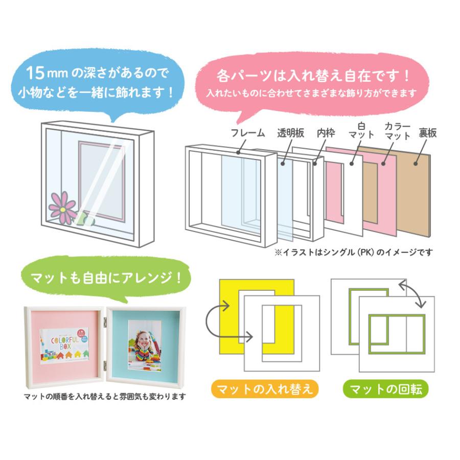 万丈（VANJOH） フォトフレーム L判 カラフルBOXフレーム 1717 マット2