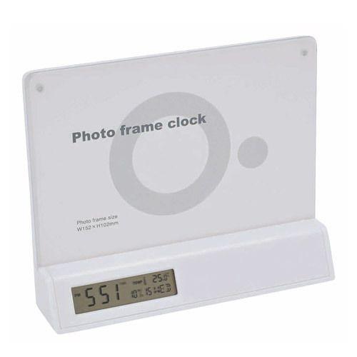  フォトフレーム クロック 竹製 フォトフレーム付デジタルクロック（縦置き 横置き兼用