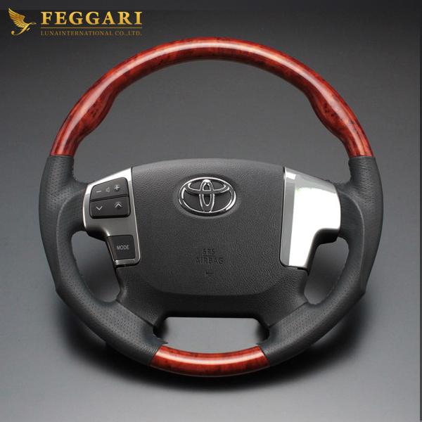 FEGGARI（フェガーリ） ハイエース(200系 4型) ステアリング 茶木目×ダークグレーレザー 品番：LS144 : V-VISION ...