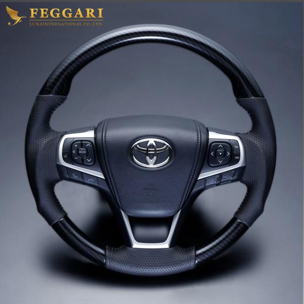 FEGGARI（フェガーリ） カムリ(50系 後期) ステアリング ウォーベンカーボン×ダークグレーレザー 品番：LS175-254 : V ...