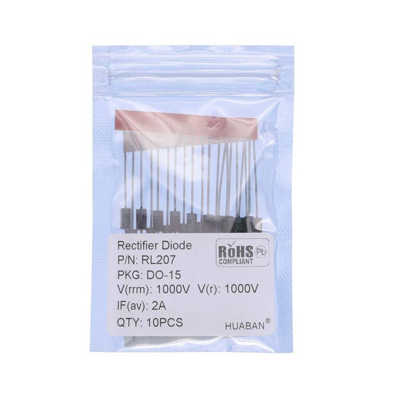 HUABAN 10PCS RL207 整流ダイオード 2A 1000V DO-15 (DO-204AC) Axial 2 Amp 1000 : ...