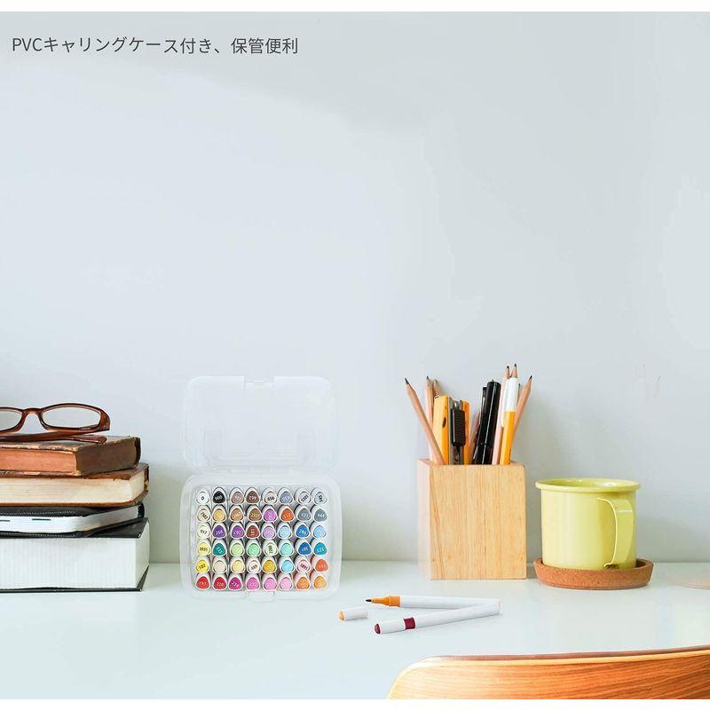 マーケティング Ohuhu イラストマーカー 94色96本 ブレンダーペン付き 三角軸 太細両端 画材セット PVCケース マーカーペン アルコール系  A 画用筆、鉛筆類
