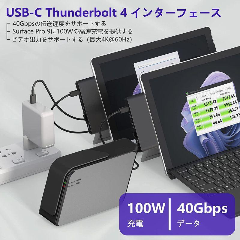 Surface Pro9 USBハブ 8-in-2 マルチポート拡張 Thunerbolt4 USBC ディスプレイ 40Gbpsデータ P｜v-west｜07