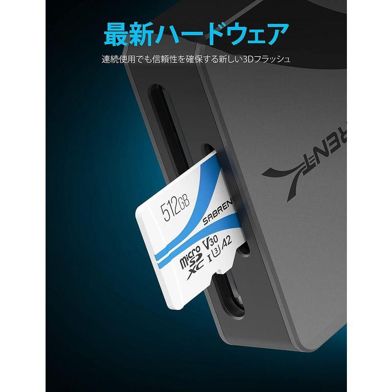 一流の品質 SABRENT MICRO SDカード 512GB， まいくろSDXC カード V30、メモリーカード、UHS-IIメモリーカード、PS5・