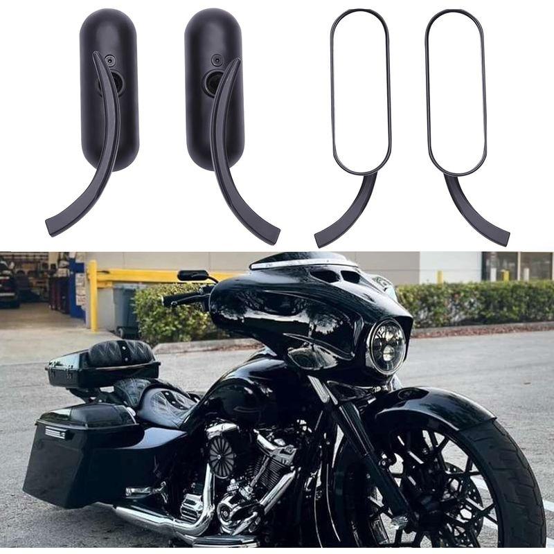 バイクミラー オーバル 左右セット ハーレー8MM 10MM ブラック バイクミラー オーバル 左右セット ハーレー8MM 10MM ブラック