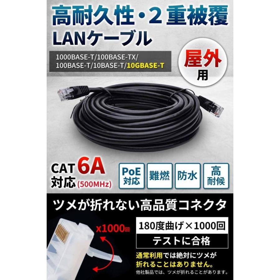 Cat6a 屋外用 Lanケーブル 20m 2重被覆 Poe対応 ツメの折れないコネクタ付 難燃性 耐候性 Cat6 20 Vacan 通販 Yahoo ショッピング
