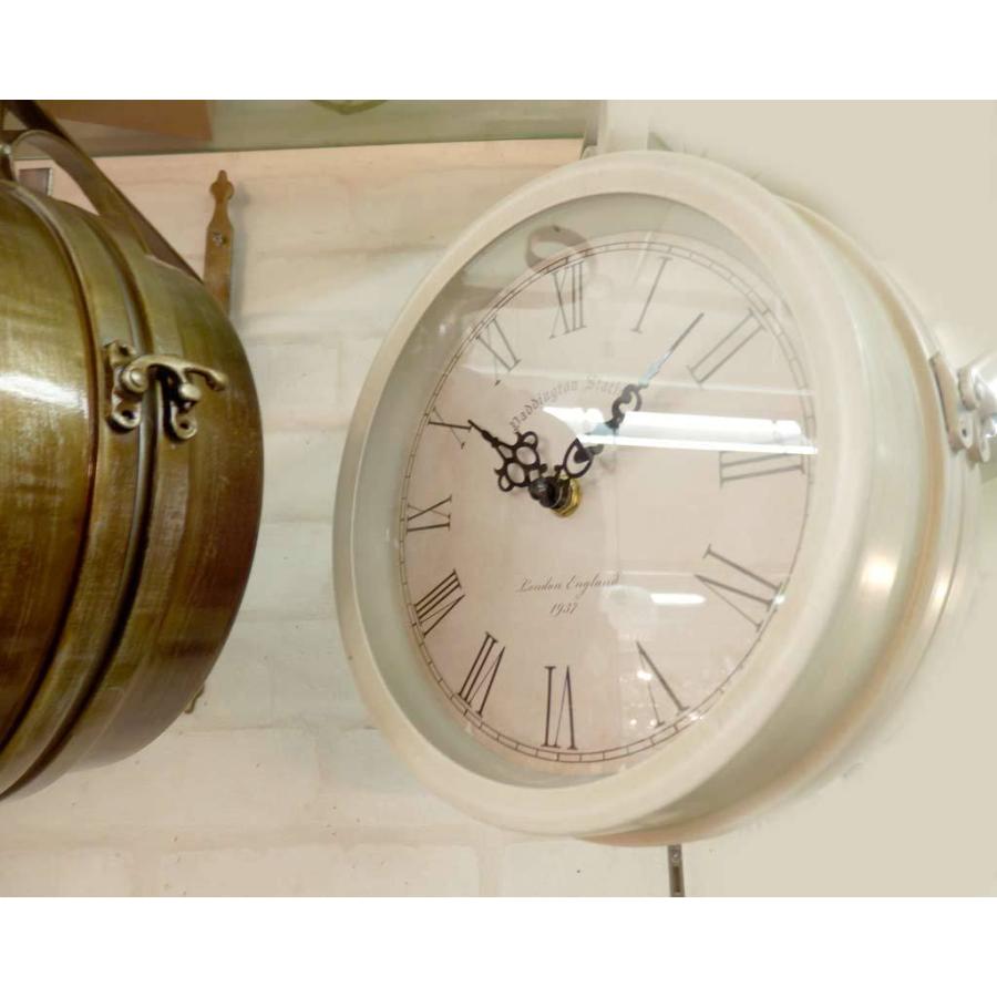 オシャレ ステーションクロック 両面時計 壁掛け時計 駅時計インテリア