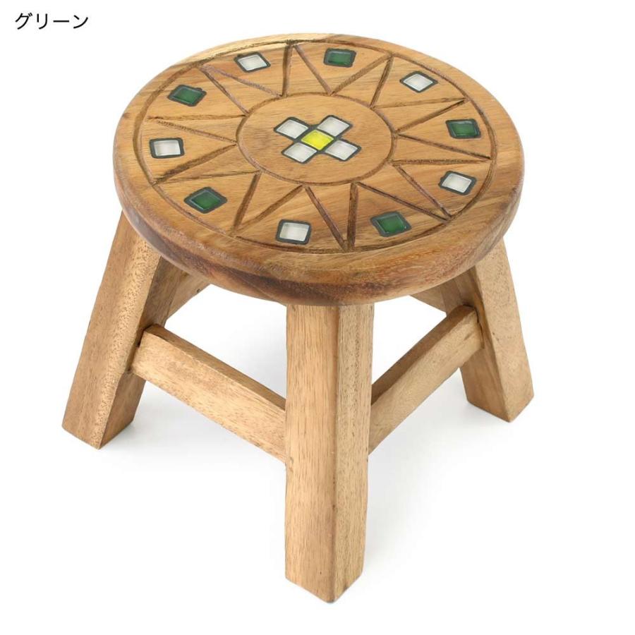 おしゃれ 丸 スツール 木製 北欧 クリスタルタイル グランピング
