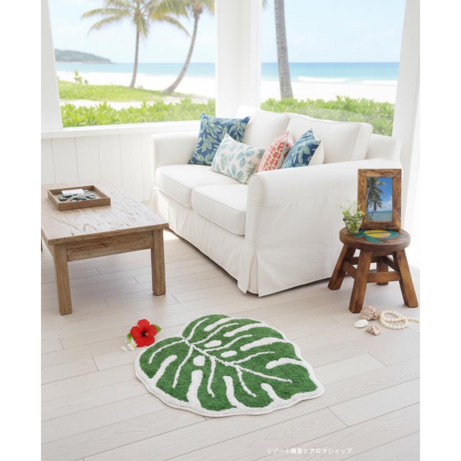 ハワイアン雑貨 モンステラ マット 西海岸 コットン100% 綿 床マット