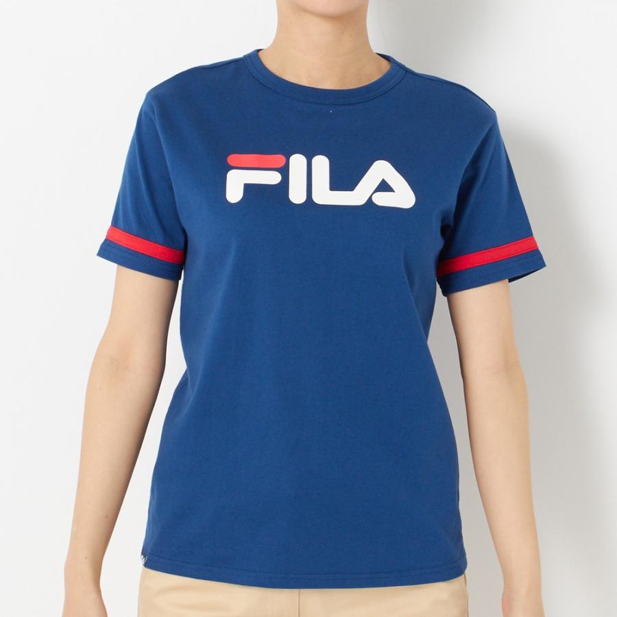 SALE フィラ FILA 袖ライン入りロゴプリント半袖Ｔシャツ/ゴルフウェア（ネイビー）｜vacationstyle｜03