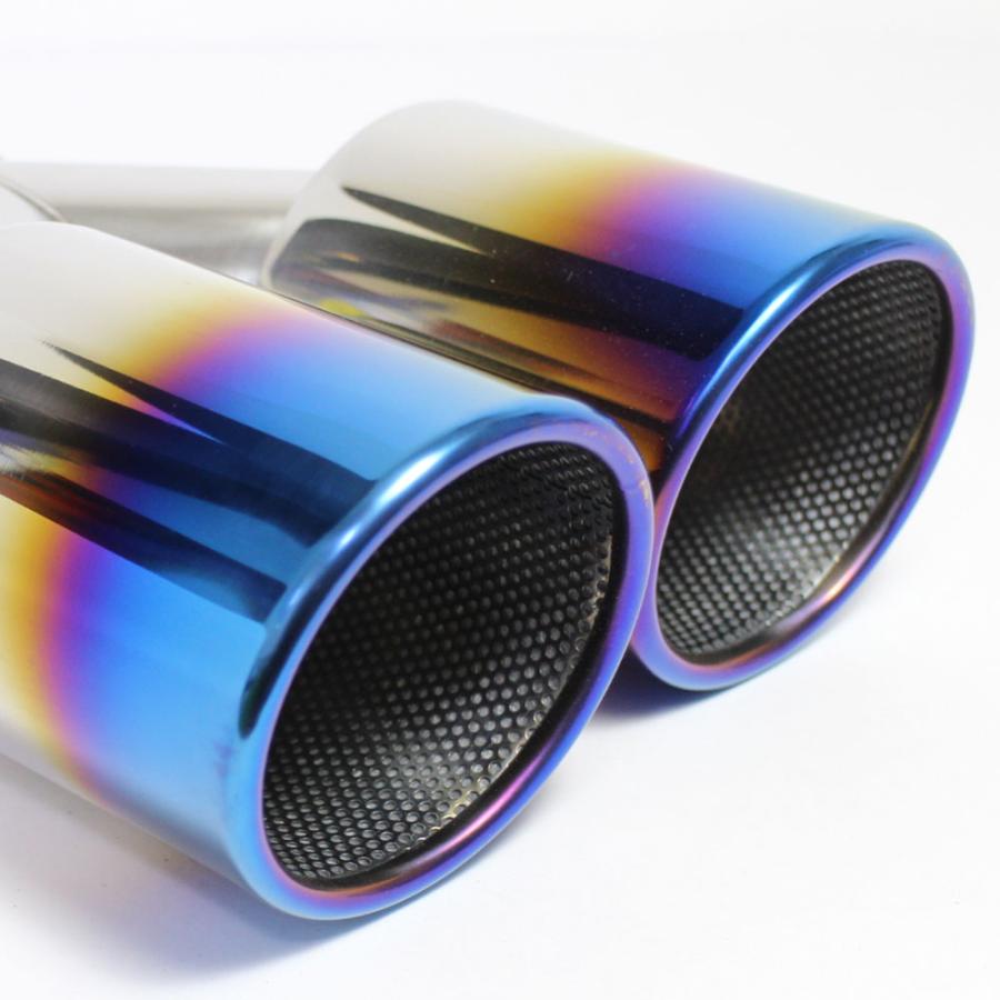 2本出し 段付マフラーカッター　チタン焼き　左長　デュアルマフラー　汎用 ストレート　ワンオフ製作に　VAcom |  | 02