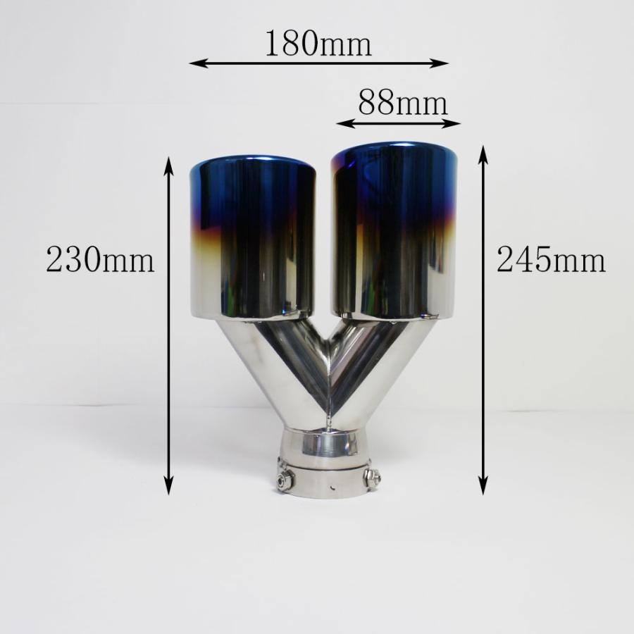 2本出し 段付マフラーカッター　チタン焼き　左長　デュアルマフラー　汎用 ストレート　ワンオフ製作に　VAcom |  | 03