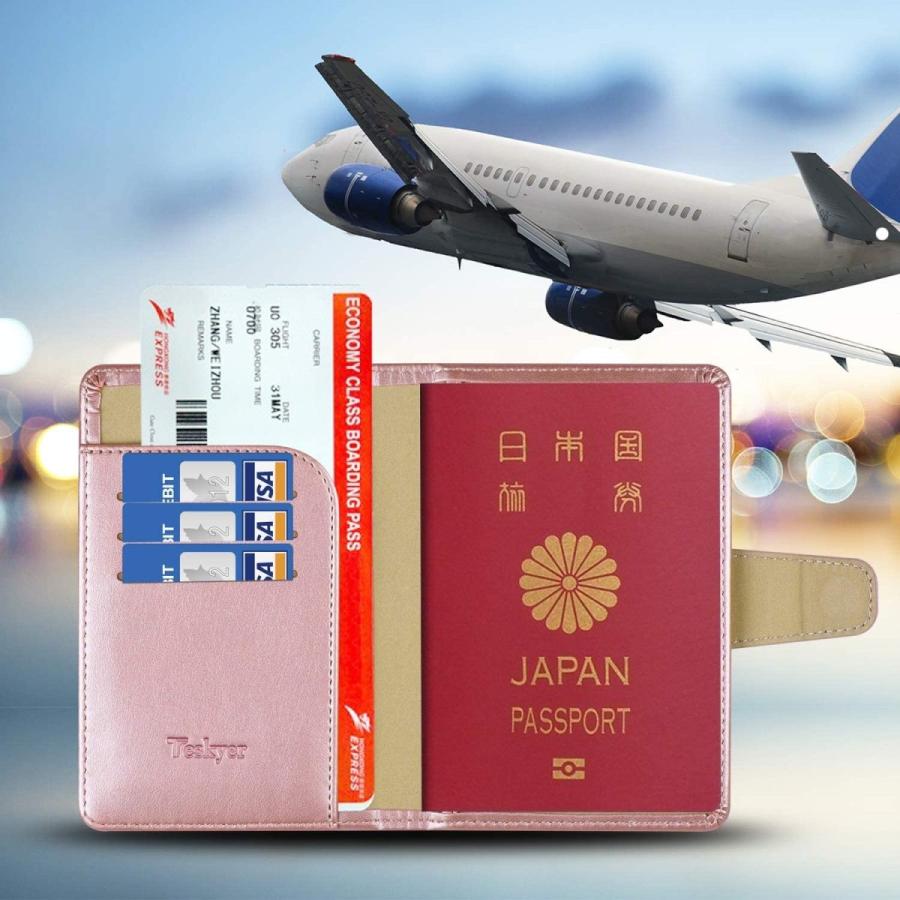 新発売 パスポートケース 出張用 スキミング防止 パスポートカバー Teskyer 多機能収納ポケット カードケース 高級PU 超歓迎された 海外旅行 パスポート